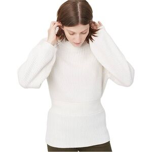 Club Monaco Tinna Knit Pullover Crewneck Sweater Ivory Cream Balloon Sleeve XS